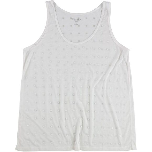 WESSEX Womens Squares Tank Top, White, NWT - Picture 1 of 2